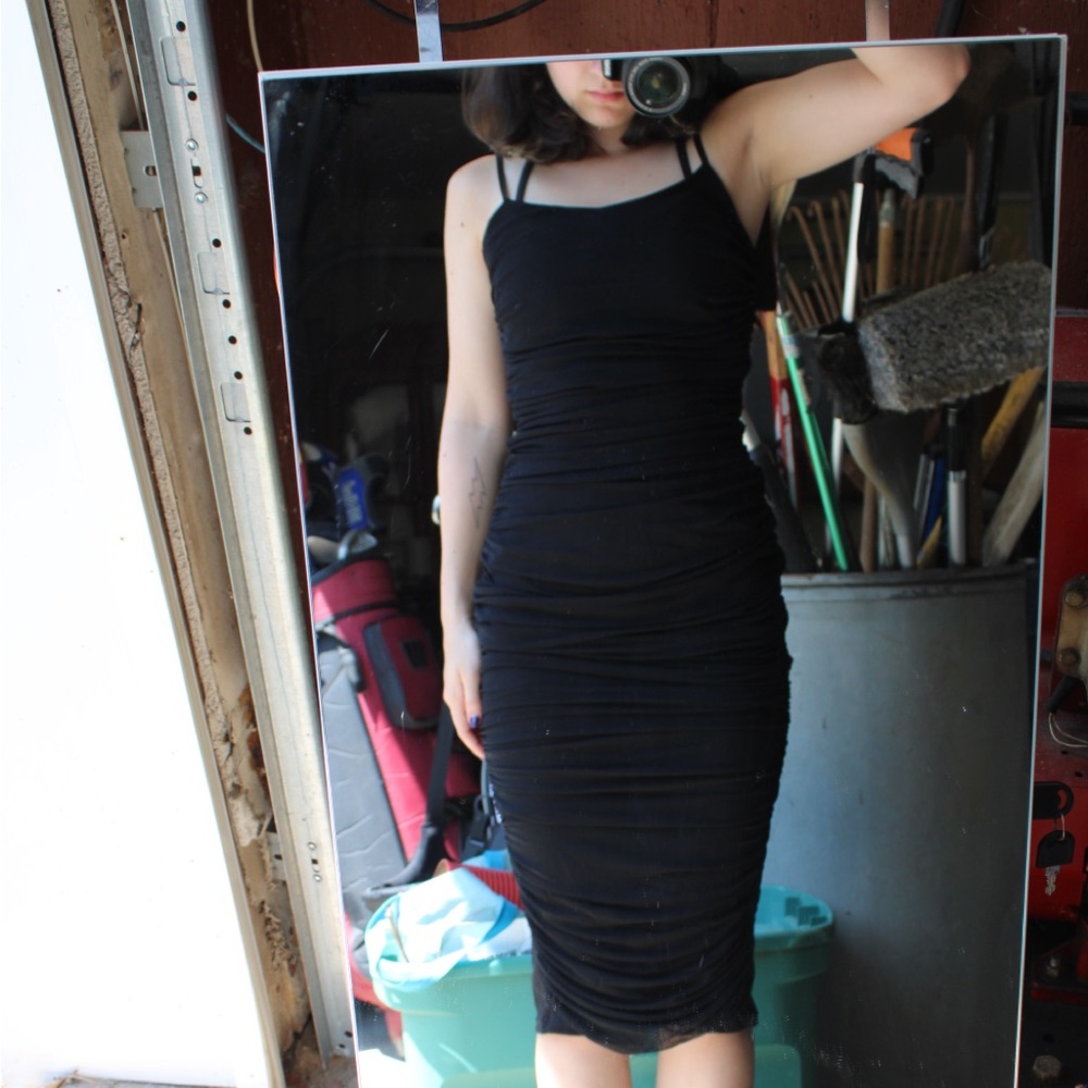 Elegant Black Ruched Windsor Dress